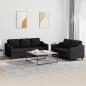 Preview: ARDEBO.de - 2-tlg. Sofagarnitur mit Kissen Schwarz Stoff