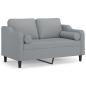 Preview: 2-Sitzer-Sofa mit Zierkissen Hellgrau 120 cm Stoff