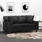 Preview: ARDEBO.de - 2-Sitzer-Sofa mit Zierkissen Schwarz 120 cm Kunstleder