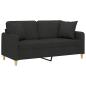 Preview: 2-Sitzer-Sofa mit Zierkissen Schwarz 140 cm Stoff