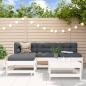Preview: ARDEBO.de - 5-tlg. Garten-Lounge-Set mit Kissen Weiß Massivholz