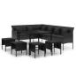 Preview: 6-tlg. Garten-Essgruppe mit Kissen Schwarz Poly Rattan