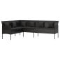 Preview: 6-tlg. Garten-Essgruppe mit Kissen Schwarz Poly Rattan
