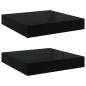 Preview: Schweberegale 2 Stk. Hochglanz-Schwarz 23x23,5x3,8 cm MDF