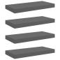 Preview: Schweberegale 4 Stk. Hochglanz-Grau 50x23,5x3,8 cm MDF