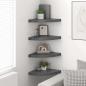 Preview: Eck-Schweberegale 4 Stk. Hochglanz-Grau 35x35x3,8 cm MDF
