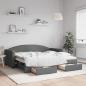 Preview: ARDEBO.de - Tagesbett Ausziehbar mit Schubladen Dunkelgrau 90x190 cm Stoff