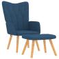 Preview: Relaxsessel mit Hocker Blau Stoff