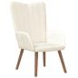 Preview: Relaxsessel mit Hocker Cremeweiß Samt