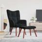 Preview: ARDEBO.de - Relaxsessel mit Hocker Schwarz Samt