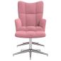 Preview: Relaxsessel mit Hocker Rosa Samt
