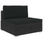 Preview: ARDEBO.de - Mittelsofa mit Kissen Modular Poly Rattan Schwarz