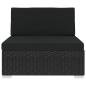 Preview: Mittelsofa mit Kissen Modular Poly Rattan Schwarz