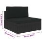 Preview: Mittelsofa mit Kissen Modular Poly Rattan Schwarz