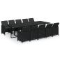 Preview: 11-tlg. Garten-Essgruppe mit Kissen Poly Rattan Schwarz