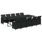 Preview: 11-tlg. Garten-Essgruppe mit Kissen Poly Rattan Schwarz