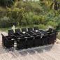 Preview: ARDEBO.de - 15-tlg. Garten-Essgruppe mit Kissen Poly Rattan Schwarz