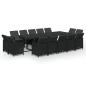 Preview: 15-tlg. Garten-Essgruppe mit Kissen Poly Rattan Schwarz
