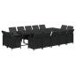 Preview: 15-tlg. Garten-Essgruppe mit Kissen Poly Rattan Schwarz