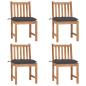 Preview: ARDEBO.de - Gartenstühle 4 Stk. mit Kissen Massivholz Teak