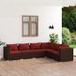 Preview: ARDEBO.de - 6-tlg. Garten-Lounge-Set mit Auflagen Poly Rattan Braun