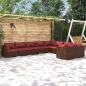 Preview: ARDEBO.de - 9-tlg. Garten-Lounge-Set mit Kissen Poly Rattan Braun