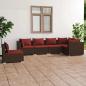 Preview: ARDEBO.de - 6-tlg. Garten-Lounge-Set mit Auflagen Poly Rattan Braun