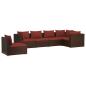 Preview: 6-tlg. Garten-Lounge-Set mit Auflagen Poly Rattan Braun