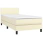 Preview: Boxspringbett mit Matratze & LED Creme 80x200 cm Kunstleder