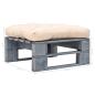 Preview: Outdoor-Ottomane Paletten mit Kissen in Sandfarben Holz Grau