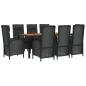 Preview: 9-tlg. Garten-Essgruppe mit Kissen Schwarz Poly Rattan