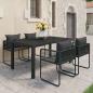 Preview: ARDEBO.de - 5-tlg. Garten-Essgruppe PVC Rattan Schwarz