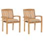 Preview: ARDEBO.de - Gartenstühle 2 Stk. mit Beige Kissen Massivholz Teak