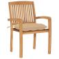 Preview: Gartenstühle 2 Stk. mit Beige Kissen Massivholz Teak