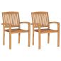 Preview: Gartenstühle 2 Stk. mit Beige Kissen Massivholz Teak