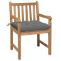 Preview: Gartenstühle 2 Stk. mit Grauen Kissen Massivholz Teak
