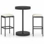 Preview: 3-tlg. Gartenbar-Set mit Kissen Poly Rattan Schwarz