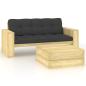 Preview: ARDEBO.de - 2-tlg. Garten-Lounge-Set mit Kissen Kiefernholz Imprägniert