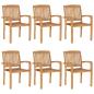 Preview: Stapelbare Gartenst?hle mit Kissen 6 Stk. Massivholz Teak