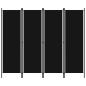 Preview: ARDEBO.de - 4-tlg. Raumteiler Schwarz 200x180 cm
