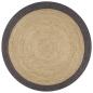 Preview: ARDEBO.de - Teppich Handgefertigt Jute mit Dunkelgrauem Rand 90 cm