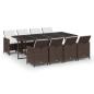 Preview: 9-tlg. Garten-Essgruppe mit Kissen Poly Rattan Braun