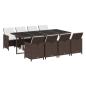 Preview: 9-tlg. Garten-Essgruppe mit Kissen Poly Rattan Braun