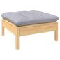 Preview: 5-tlg. Garten-Lounge-Set mit Grauen Kissen Kiefernholz