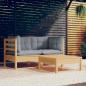 Preview: ARDEBO.de - 3-tlg. Garten-Lounge-Set mit Grauen Kissen Kiefernholz