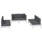 Preview: 6-tlg. Garten-Lounge-Set mit Kissen Kiefer Massivholz