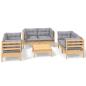 Preview: 7-tlg. Garten-Lounge-Set mit Grauen Kissen Kiefer Massivholz