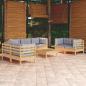 Preview: ARDEBO.de - 8-tlg. Garten-Lounge-Set mit Grauen Kissen Kiefer Massivholz