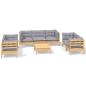 Preview: 8-tlg. Garten-Lounge-Set mit Grauen Kissen Kiefer Massivholz