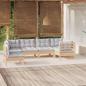 Preview: ARDEBO.de - 6-tlg. Garten-Lounge-Set mit Grauen Kissen Kiefernholz